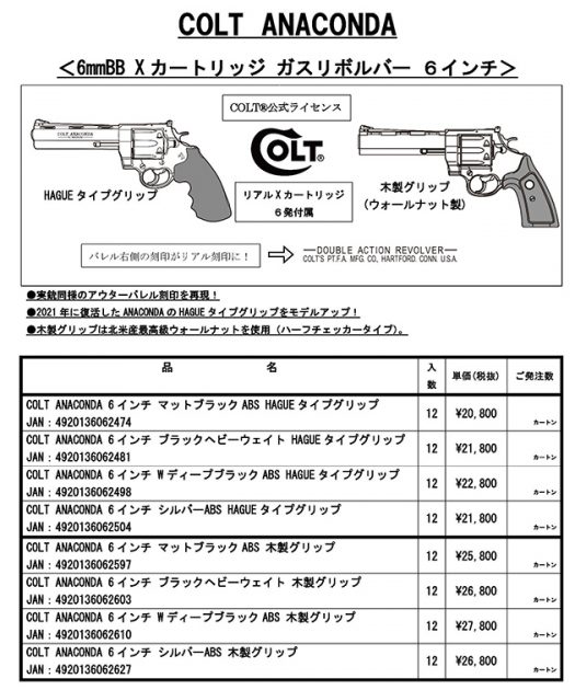 マルシン コルト アナコンダ COLT正式ライセンス